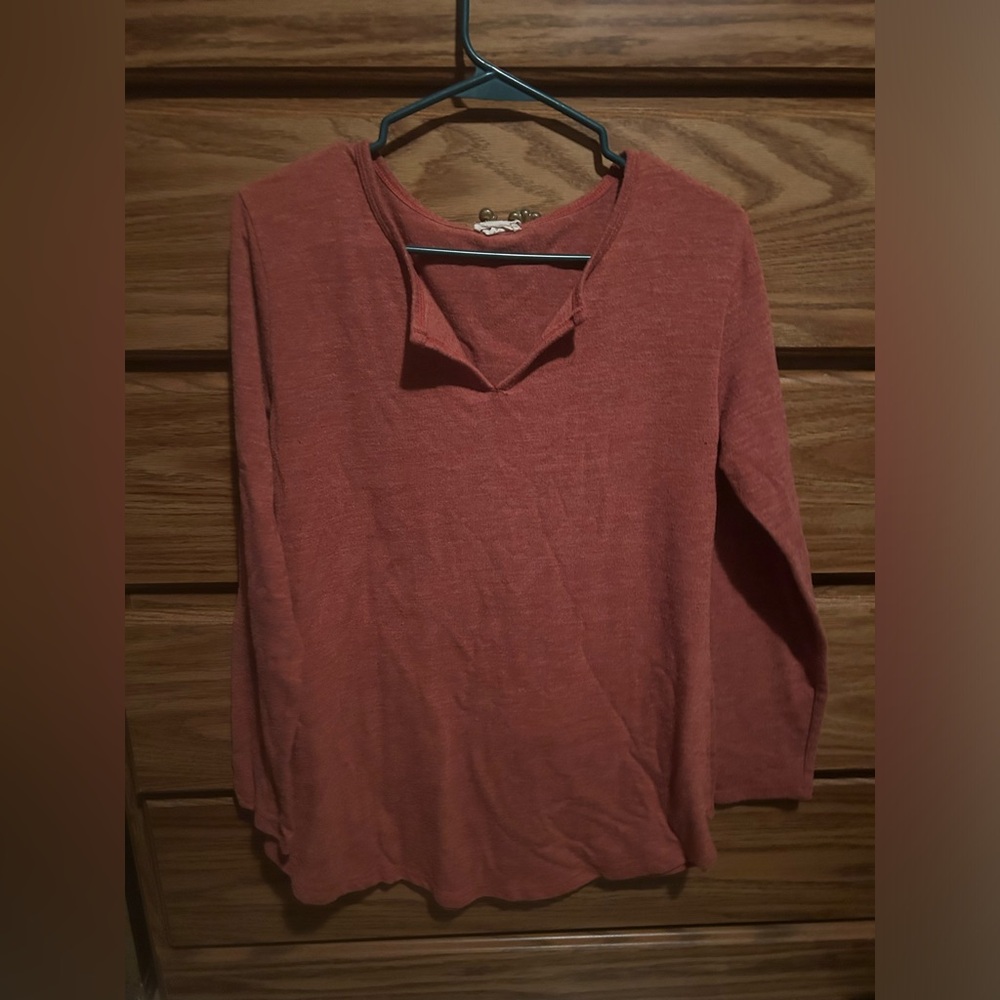 yelete red long sleeve blouse